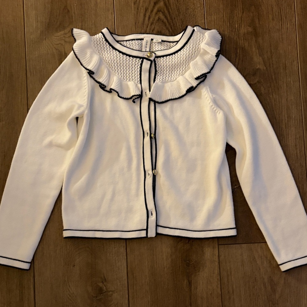 Janie and Jack White Cardigan with Black Accents